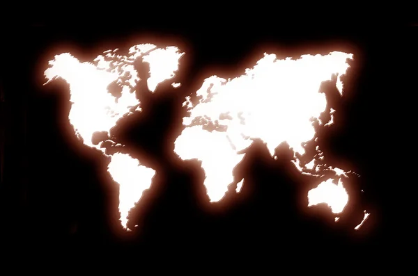 Mappa del mondo luci luminose astratte — Foto Stock