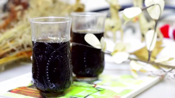 Boisson froide verre de vin fond — Video