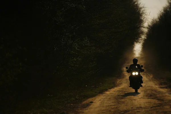 Silhouette moto — Foto Stock