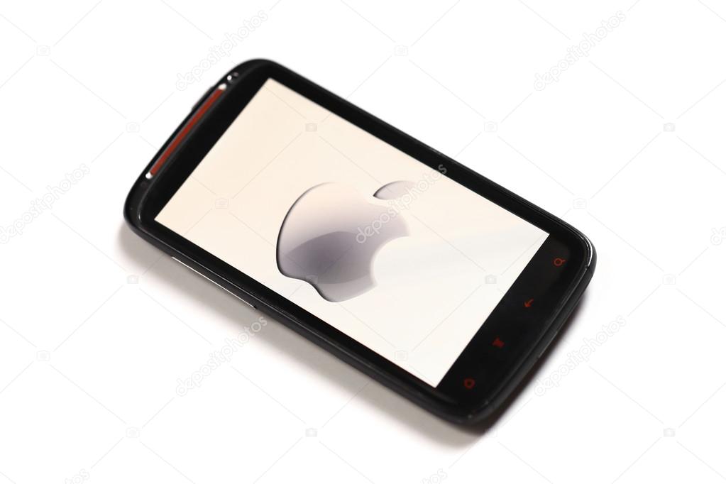 Bucharest, Romania - June 23, 2012: Android smartphone with the Apple logo displayed on the screen using a picture viewing software. Aple Inc. is an American corporation that produces computer software, personal computers and electronics.