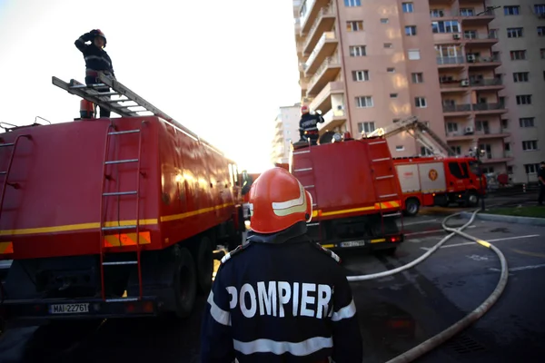 Vigili del fuoco al lavoro — Foto Stock