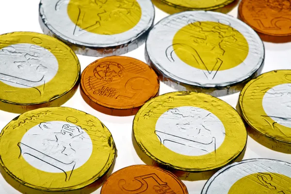 Euro chocolate coins — Stock Photo, Image