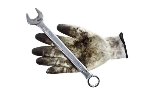 Wrench and a glove — Stock Photo, Image