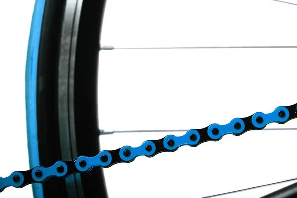 Blue bicycle chain — Stock Photo, Image