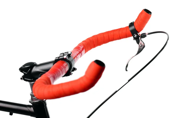 Red bicycle handlebar — Stock Photo, Image