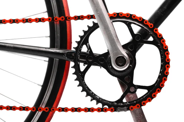 Red bicycle chain — Stock Photo, Image