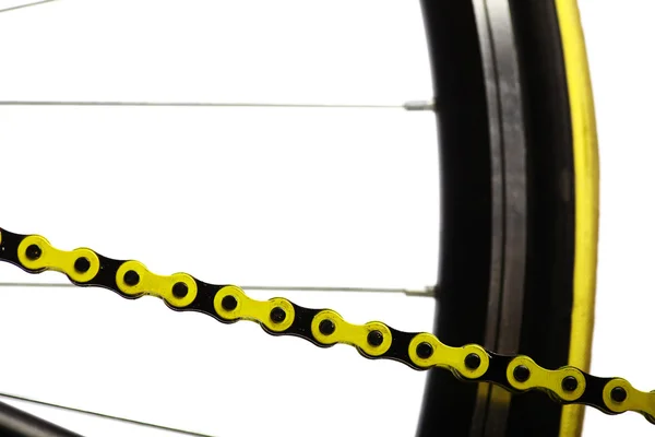 Łańcuch rowerowy żółty — Zdjęcie stockowe