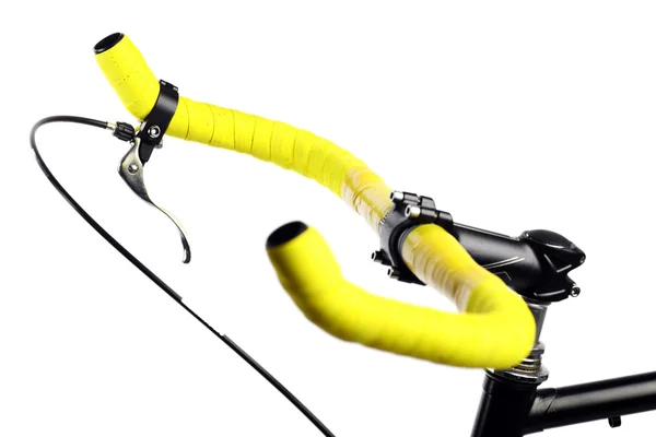Guiador de bicicleta amarelo — Fotografia de Stock