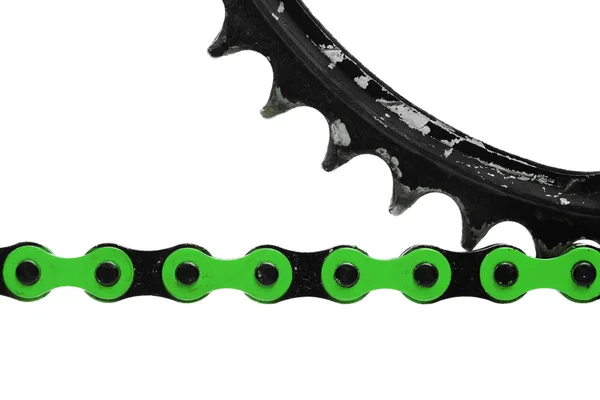 Green bicycle chain — Stock Photo, Image