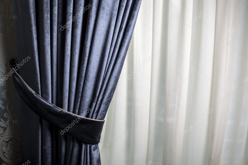 Blue curtain — Stock Photo © bizoon 37821593
