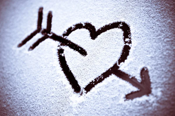 Cuore nella neve — Foto Stock