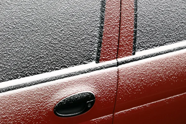 Snowy car door — Stock Photo, Image