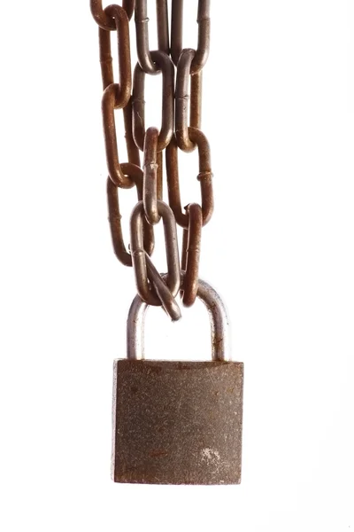 Paslanmış zincirleri ve kilit — Stok fotoğraf