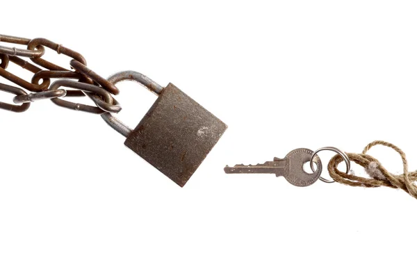 Asma kilit ve anahtar — Stok fotoğraf