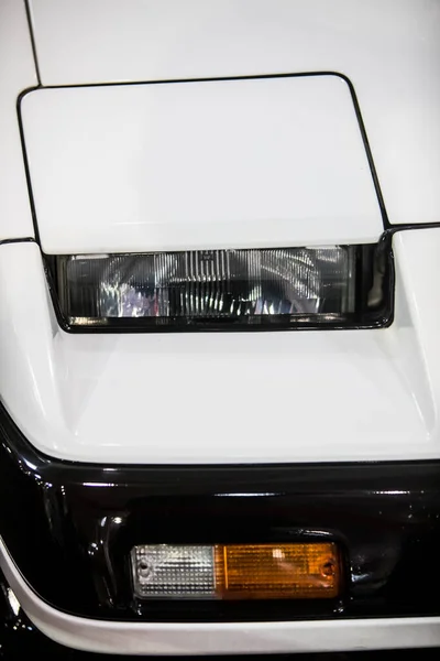 Closeup Shot Turn Signal Headlight Retro White Car — Stock Photo, Image
