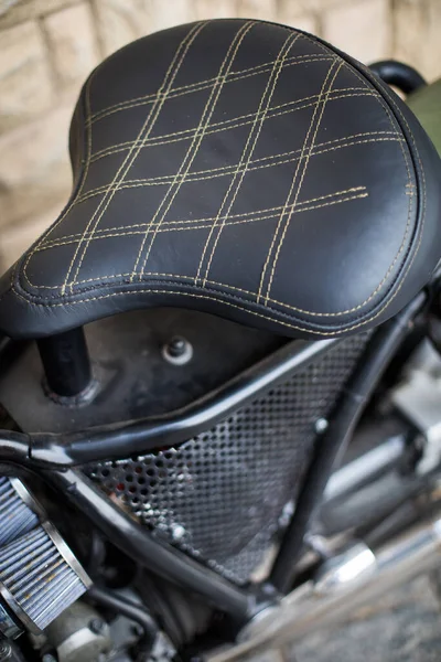 Närbild Bild Motorcykel Lädersäte — Stockfoto
