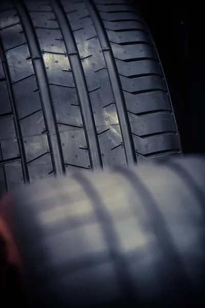 Close Shot New Car Tire Macro Detail — Stock Photo, Image