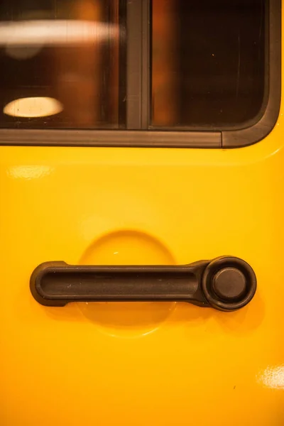 Close Shot Modern Door Handle Yellow Car — Stock Photo, Image