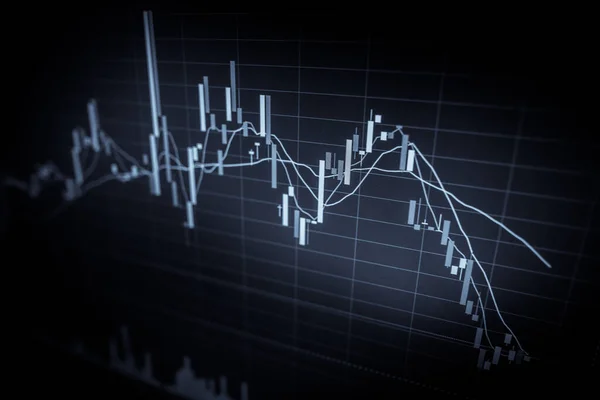 Ekran Cyfrowy Wykresem Transakcji Finansowych Notowań Rynkowych Statystyk Pokazujących Trend — Zdjęcie stockowe