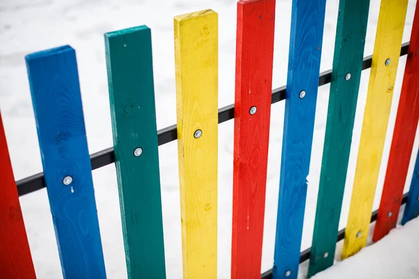 Colorful Wooden Fence White Background — Stock Photo, Image