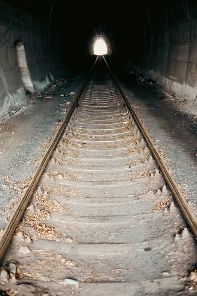 Image Couleur Chemin Fer Entrant Dans Tunnel — Photo