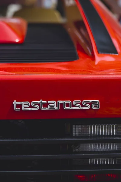 Como Talya Mayıs 2022 Kırmızı Ferrari Testarossa Logosunun Resimsel Resmini — Stok fotoğraf