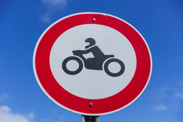 Motorcycle Prohibition Sign Motorcycle Parking Sign Sign Riding Motorcycles Prohibited — Stok fotoğraf