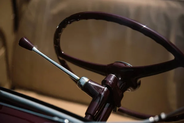 Close Shot Vintage Steering Wheel Lever Old Car — ストック写真