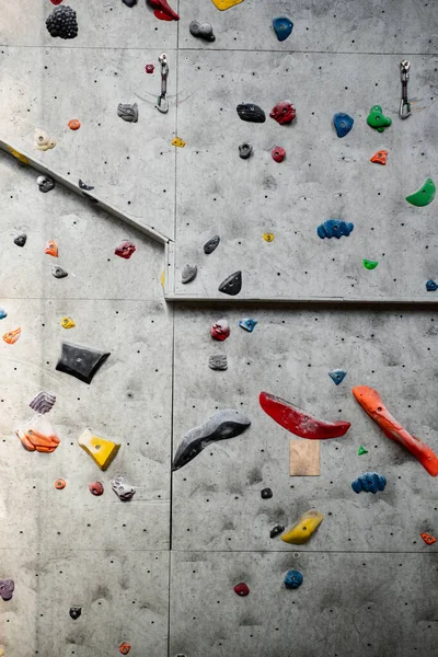 Foto Cerca Muro Escalada Con Asideros Escalada Gimnasio — Foto de Stock