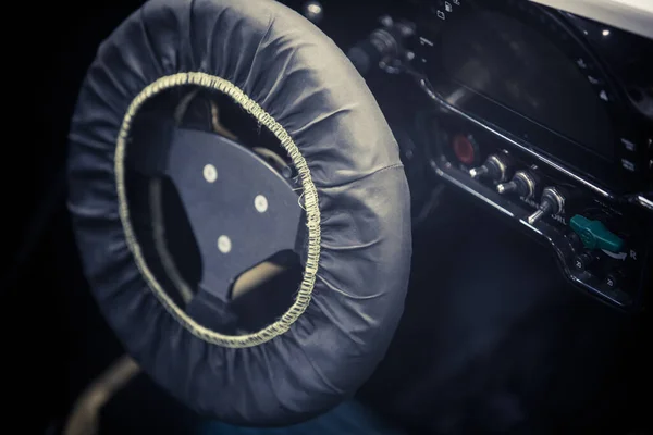 Close Shot Race Car Steering Wheel Cover — Photo