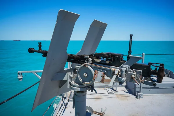 Color Image Automated Machine Gun Deck Military Ship Sea — Foto de Stock