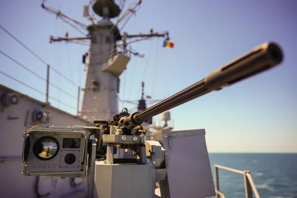Color Image Automated Machine Gun Deck Military Ship Sea — Foto de Stock