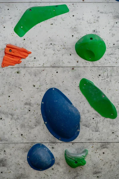 Foto Cerca Muro Escalada Con Asideros Escalada Gimnasio — Foto de Stock