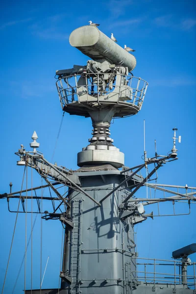 Image Military Radar Air Surveillance Navy Ship Tower — Stok fotoğraf