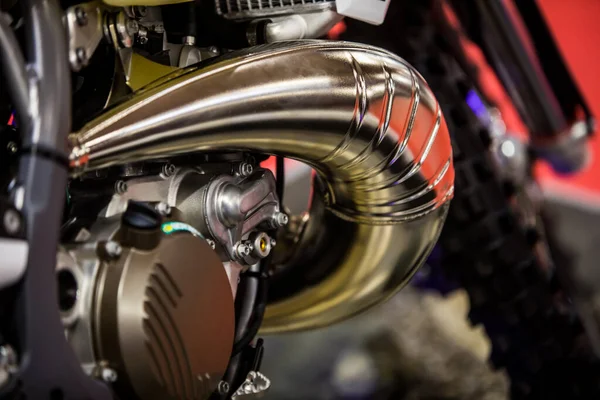 Exhaust Pipe Two Stroke Enduro Motocross Motorcycle — Stock Photo, Image