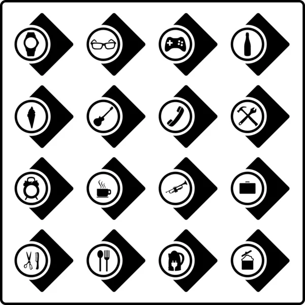 Set pictogrammen zwart — Stockvector