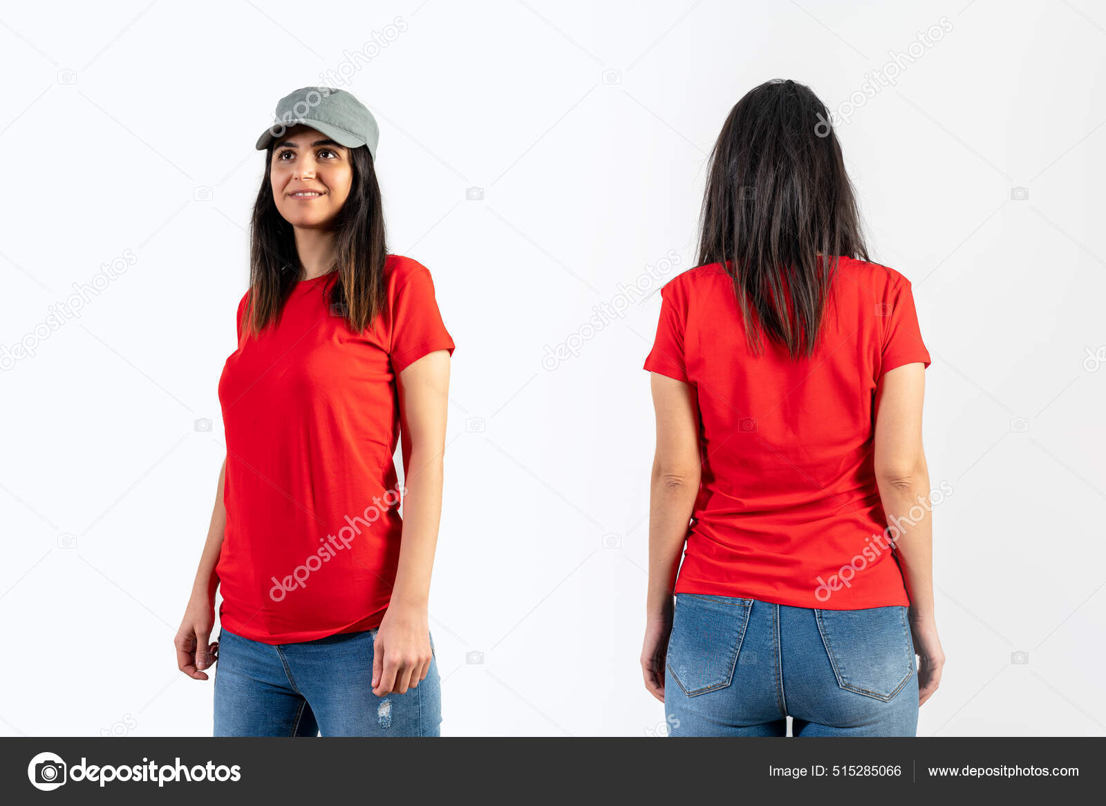 Red t shirt sales with blue jeans