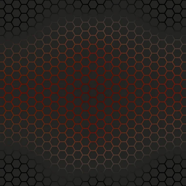 Abstraktní, černý a šestihranný mozaikový vzor. Tmavé a červené rámy černé a červené barvy šestiúhelník texturované pozadí. — Stockový vektor
