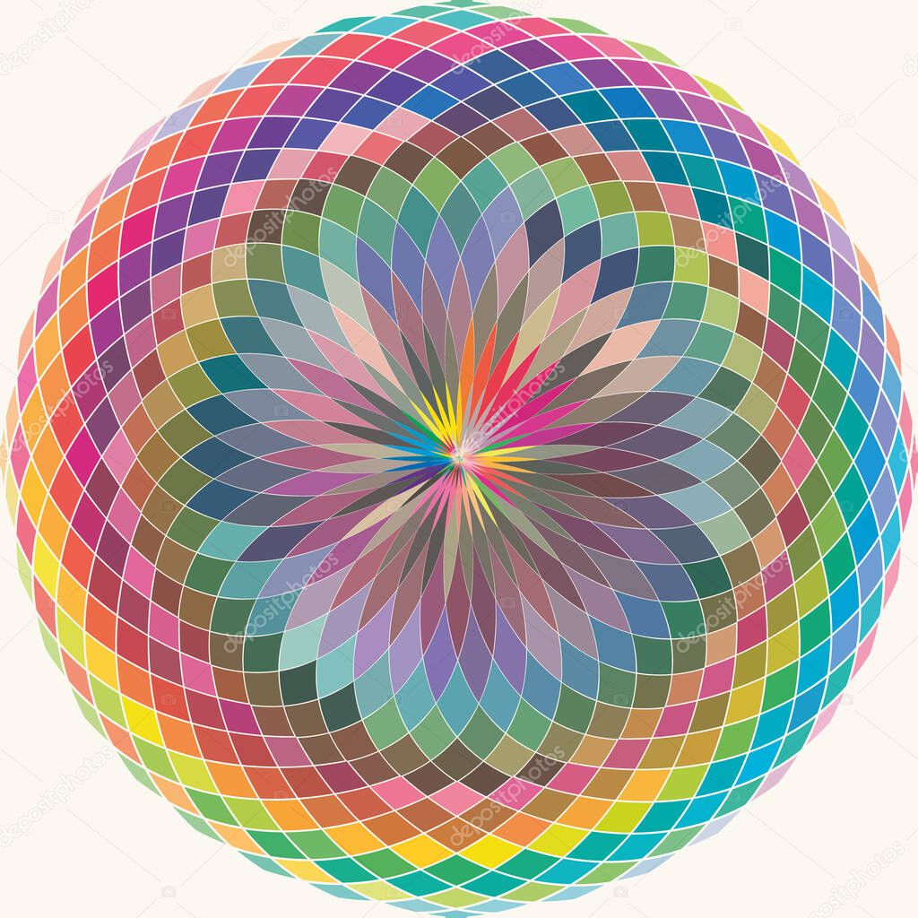 Vector illustration drawing of Spectral multicolored circle abstract pattern and textures. colrful polychrome segment