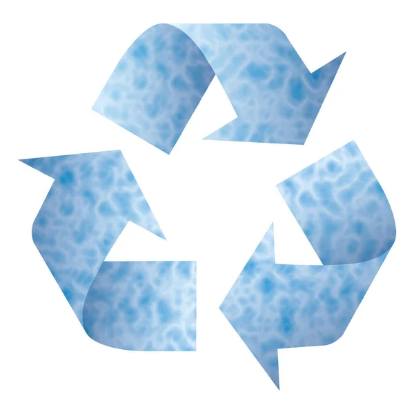 Vector illustratie van Recyling symbool met blauw water patroon. Bewustwording van het begrip "wereldmilieu". — Stockvector