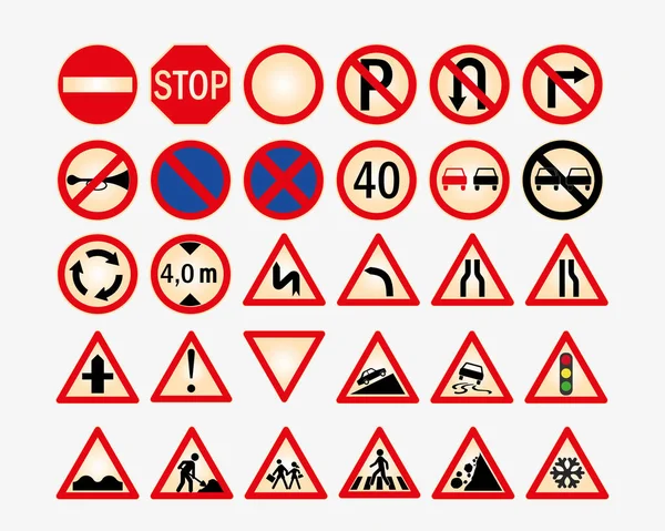 Vector Set Traffic Road Signs Vector Illustration — Stok Vektör