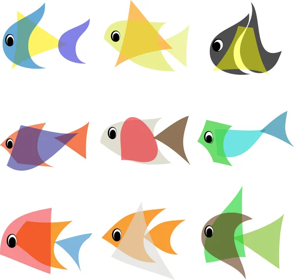 Ensemble de poissons abstraits — Image vectorielle