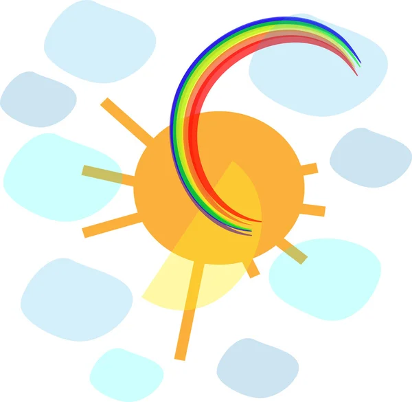 Sol com arco-íris — Vetor de Stock