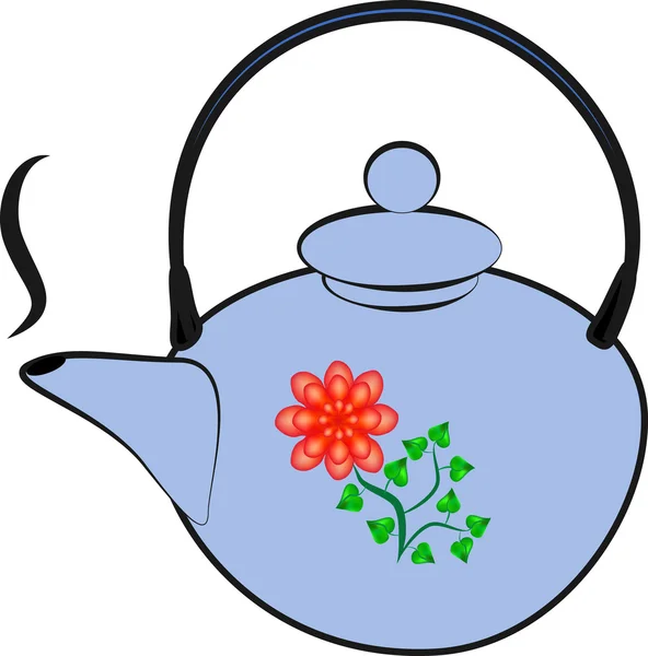 Tea pot with flower decoration — Stock Vector