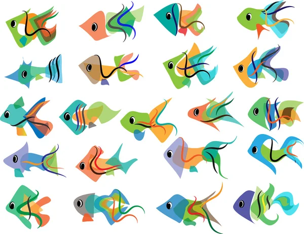 Abstraktní ryby sada Stock Ilustrace
