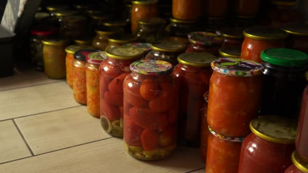 Beaucoup de pots roulés de légumes — Video