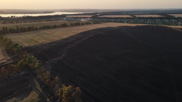 Сгоревшее поле 4k беспилотников — стоковое видео