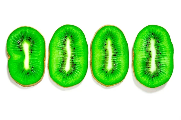 Green Juicy Kiwi Slice Juicy Delicious Healthy Ripe Kiwi Isolated — Stock Photo, Image