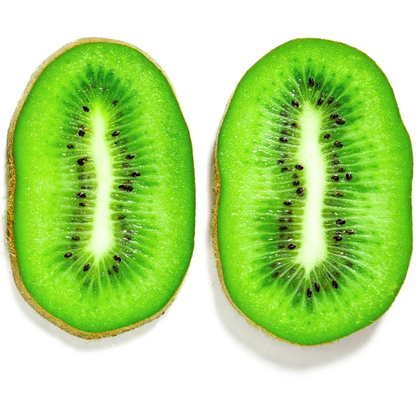 Green Juicy Kiwi Slice Juicy Delicious Healthy Ripe Kiwi Isolated — Stock Photo, Image