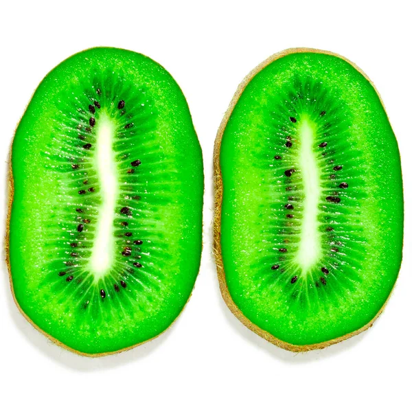 Green Juicy Kiwi Slice Juicy Delicious Healthy Ripe Kiwi Isolated — Stock Photo, Image
